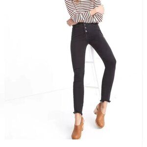 Madewell Womans 10" High-Rise Skinny Jeans Button Fly Jeans in Black Size 25